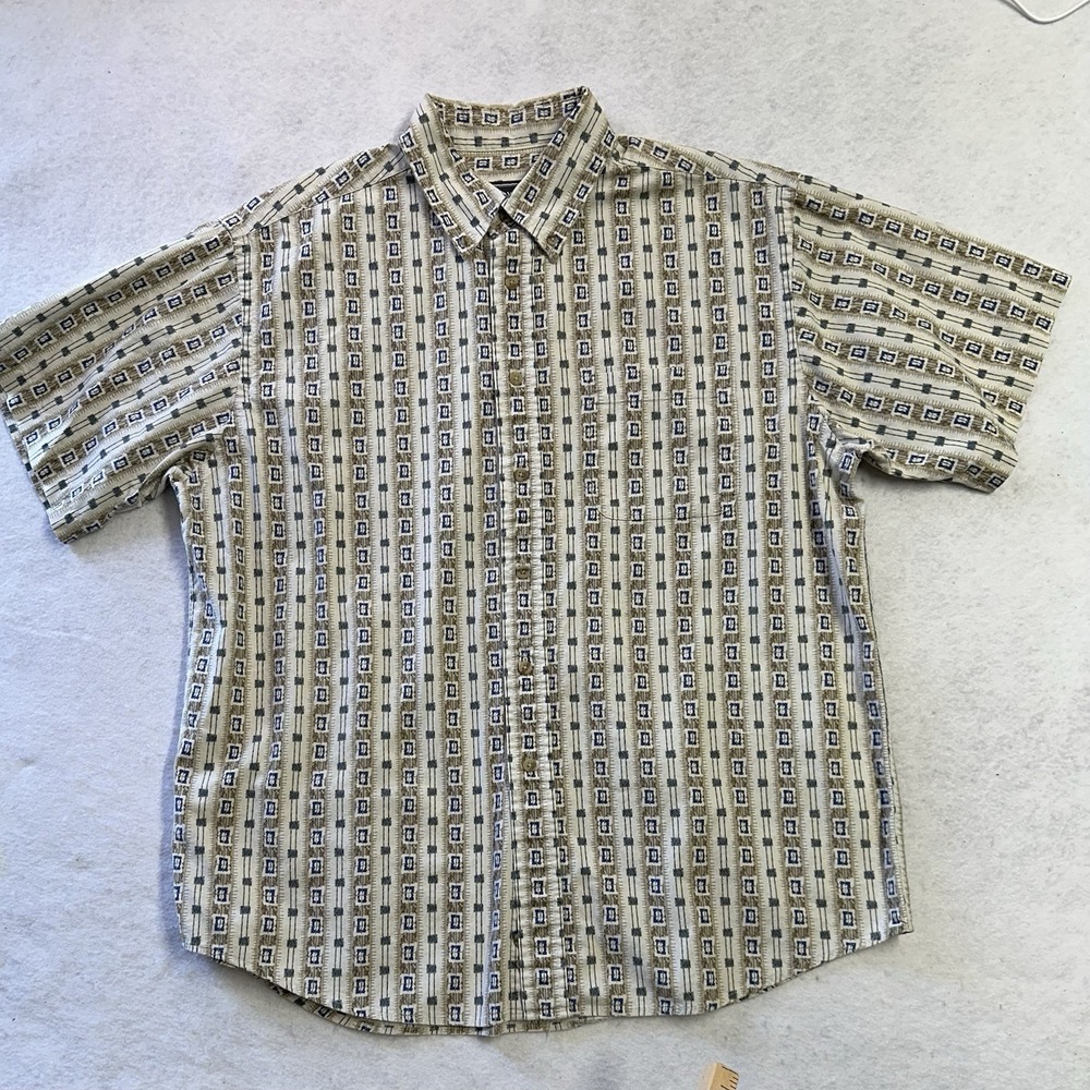 Vintage David Taylor Button Down Geometric Short Sleeve Shirt Men's Large